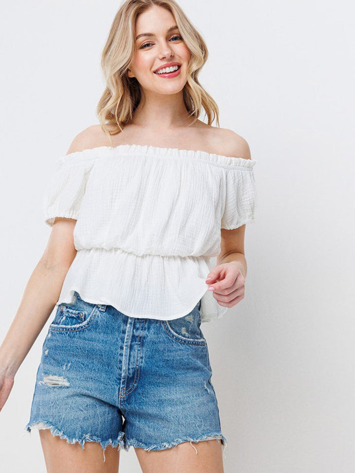 WOMEN'S OFF SHOULDER PEPLUM TOP