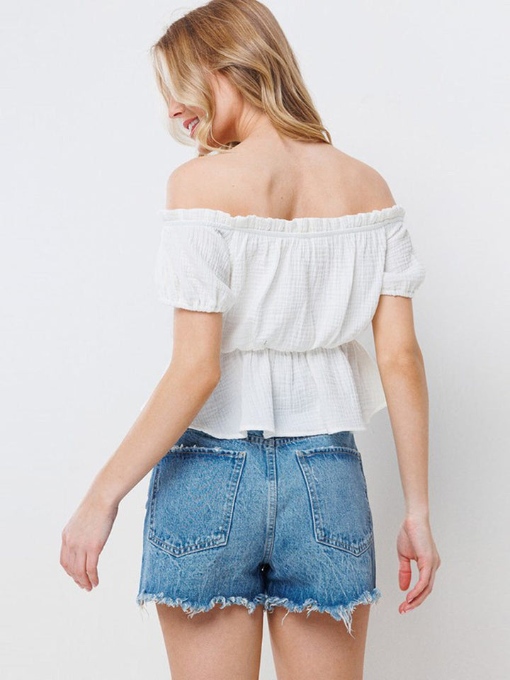 WOMEN'S OFF SHOULDER PEPLUM TOP
