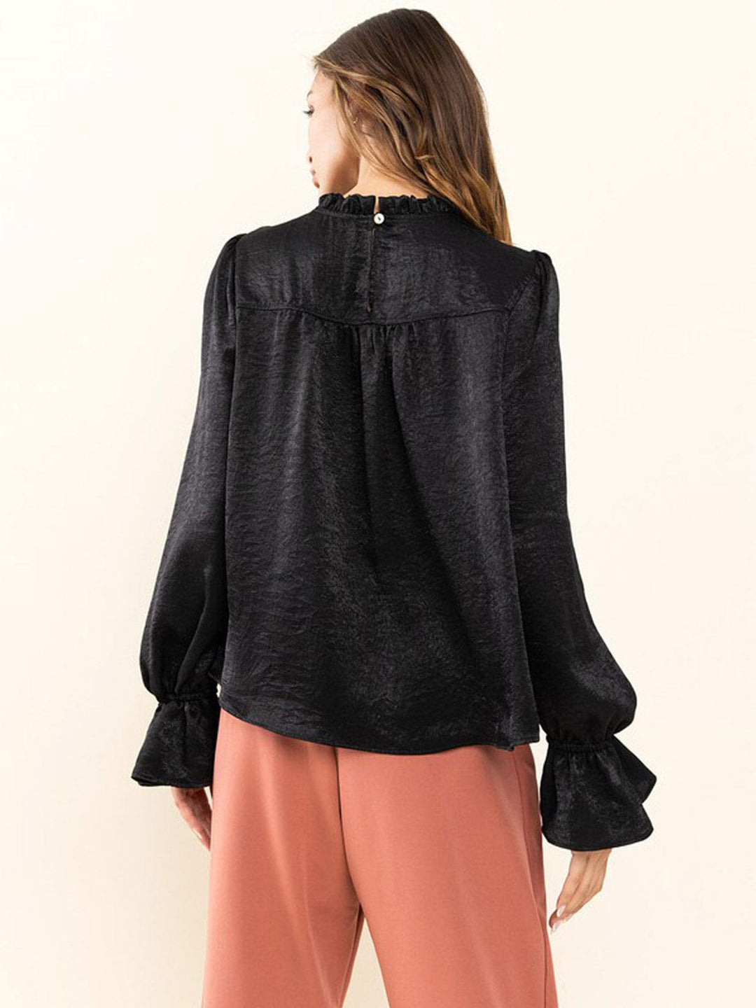 WOMEN'S LONG SLEEVE SOLID BLOUSE TOP