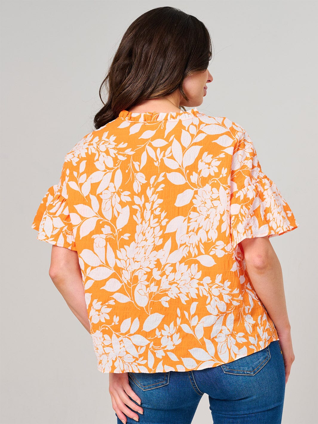 WOMEN'S SHORT SLEEVE V-NECK FLORAL PRINT TUNIC BLOUSE