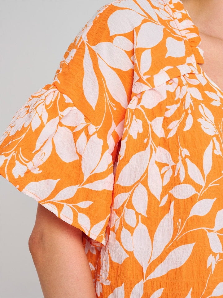 WOMEN'S SHORT SLEEVE V-NECK FLORAL PRINT TUNIC BLOUSE