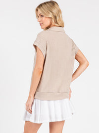 WOMEN'S SHORT SLEEVE V-NECK FRONT POCKET BLOUSE