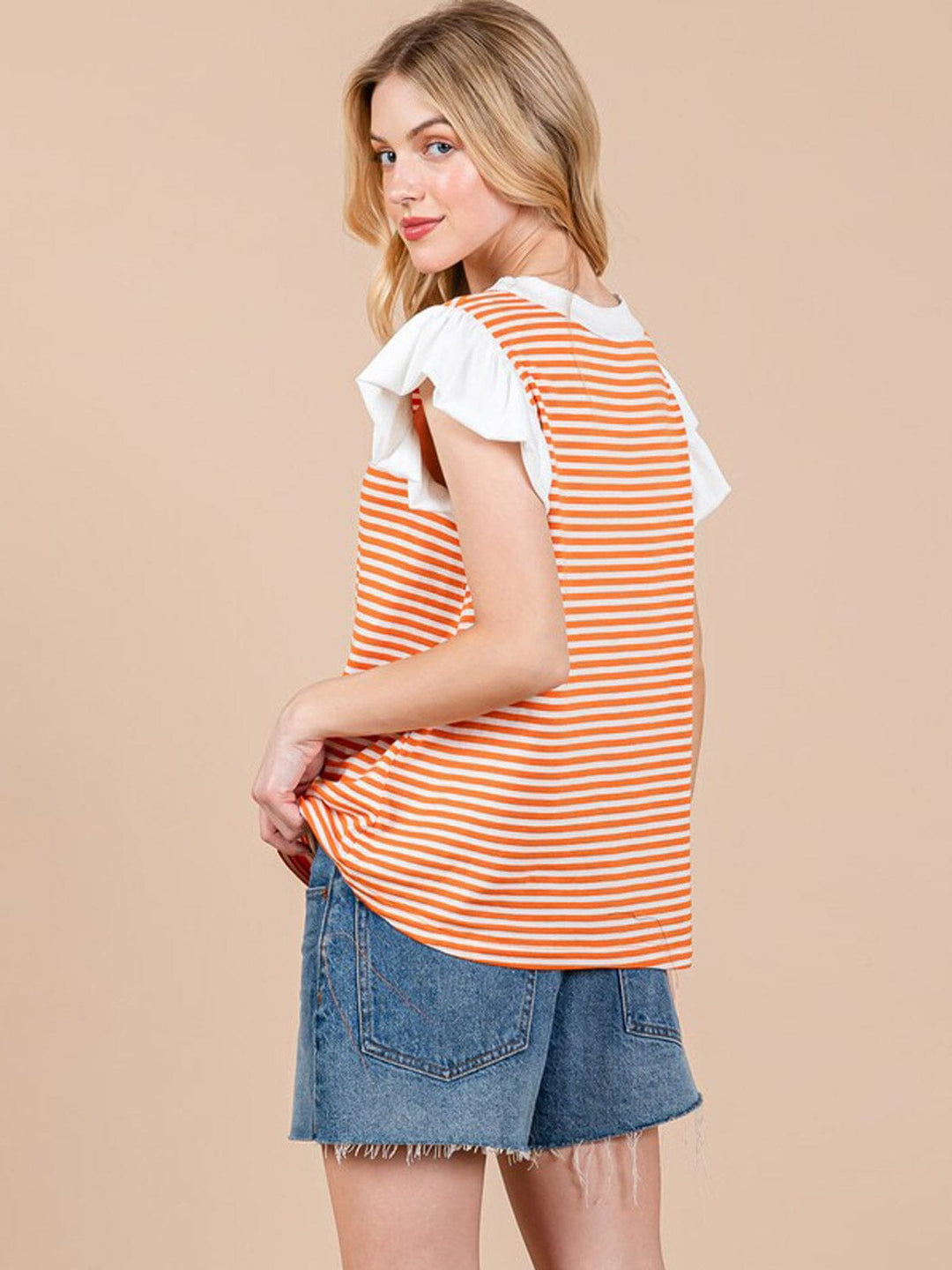 WOMEN'S SHORT SLEEVE COLORBLOCK STRIPES TUNIC TOP