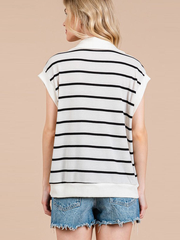 WOMEN'S SHORT SLEEVE COLORBLOCK STRIPES OVERSIZED TOP (Copy)