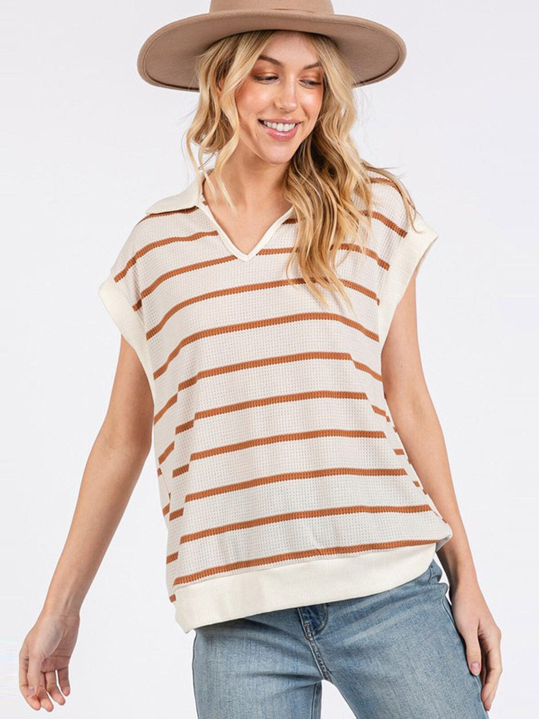 WOMEN'S SHORT SLEEVE COLORBLOCK STRIPES OVERSIZED TOP (Copy)