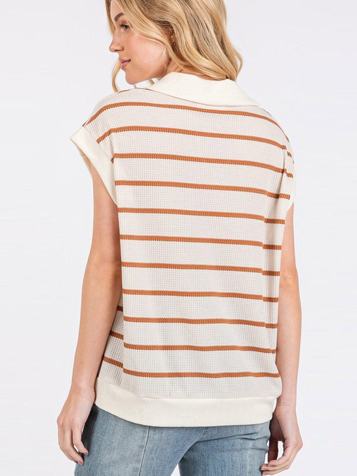 WOMEN'S SHORT SLEEVE COLORBLOCK STRIPES OVERSIZED TOP (Copy)