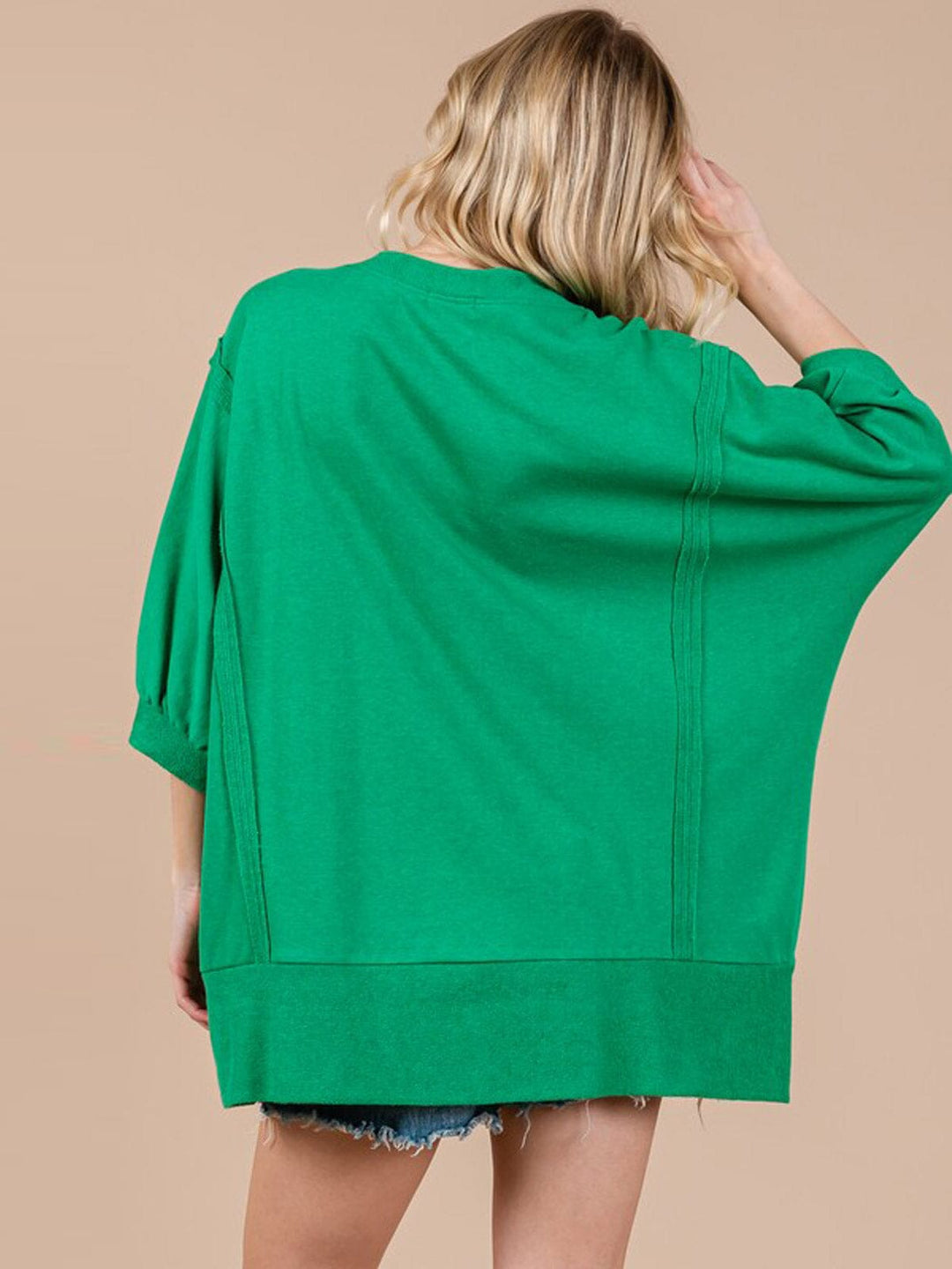 WOMEN'S SHORT SLEEVE SIDE SLIT OVERSIZED TOP