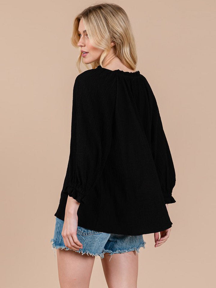 WOMEN'S LONG SLEEVE V-NECK TUNIC BLOUSE