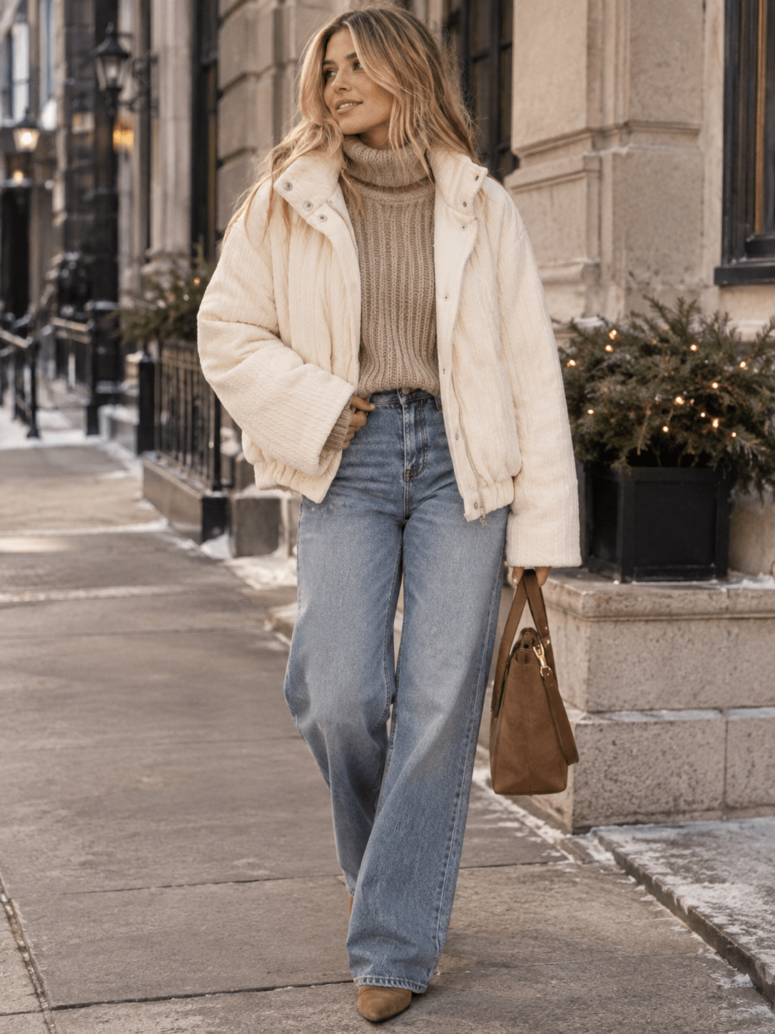 WOMEN'S LONG SLEEVE BUTTON UP FRONT POCKETS RIBBED BOMBER JACKET