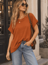 WOMEN'S SHORT SLEEVE LOOSE FIT BLOUSE