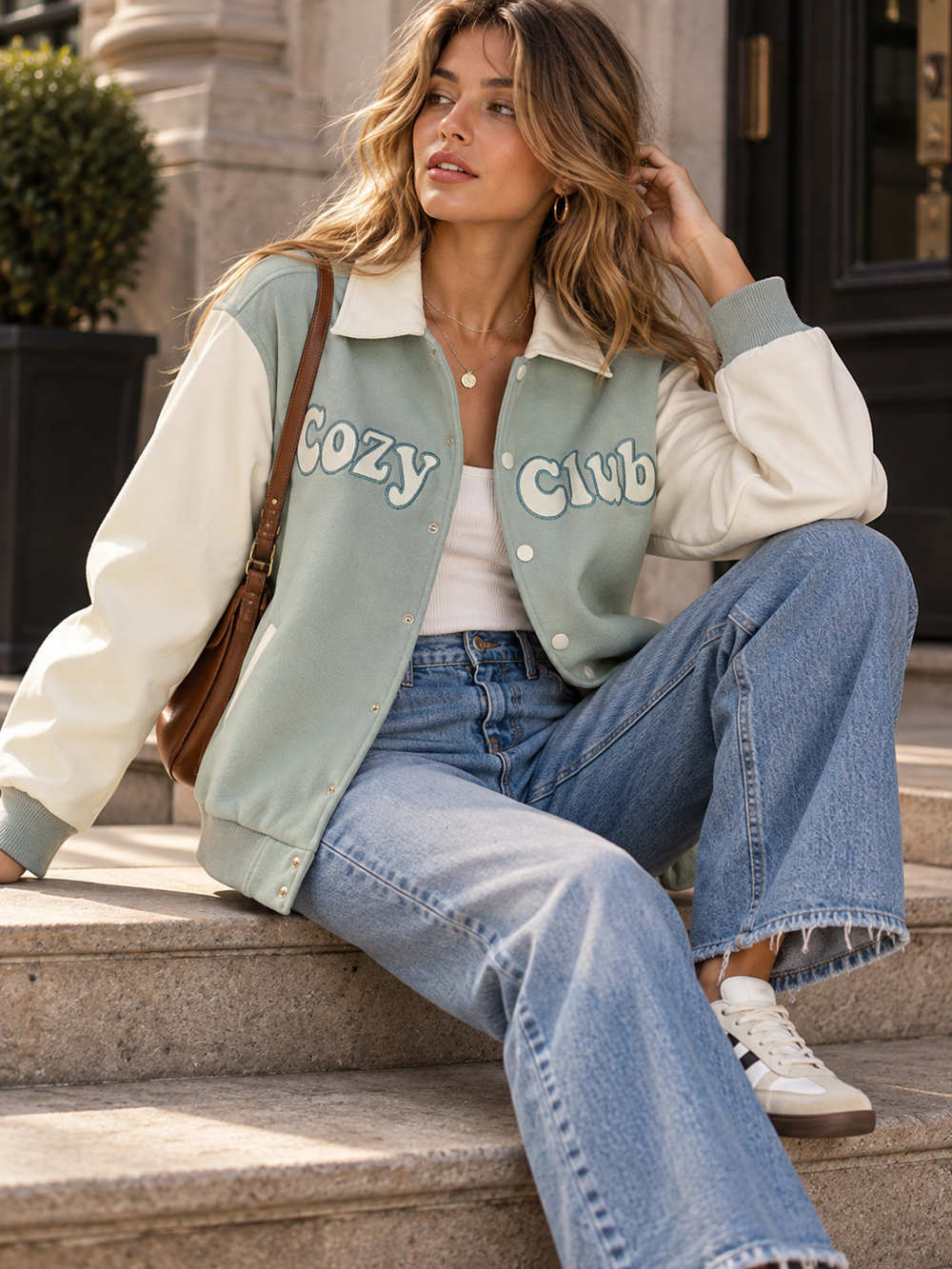 WOMEN'S LONG SLEEVE BUTTON CLOSURE PU PLEATHER JACKET