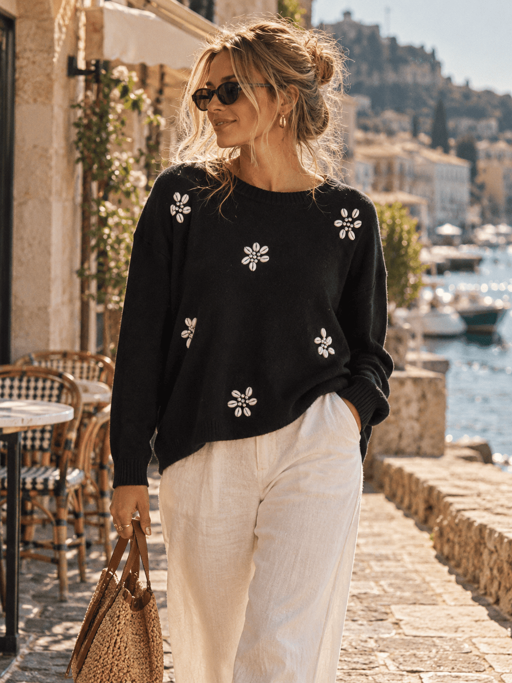 WOMEN'S LONG SLEEVE PULLOVER DETAILED SWEATER