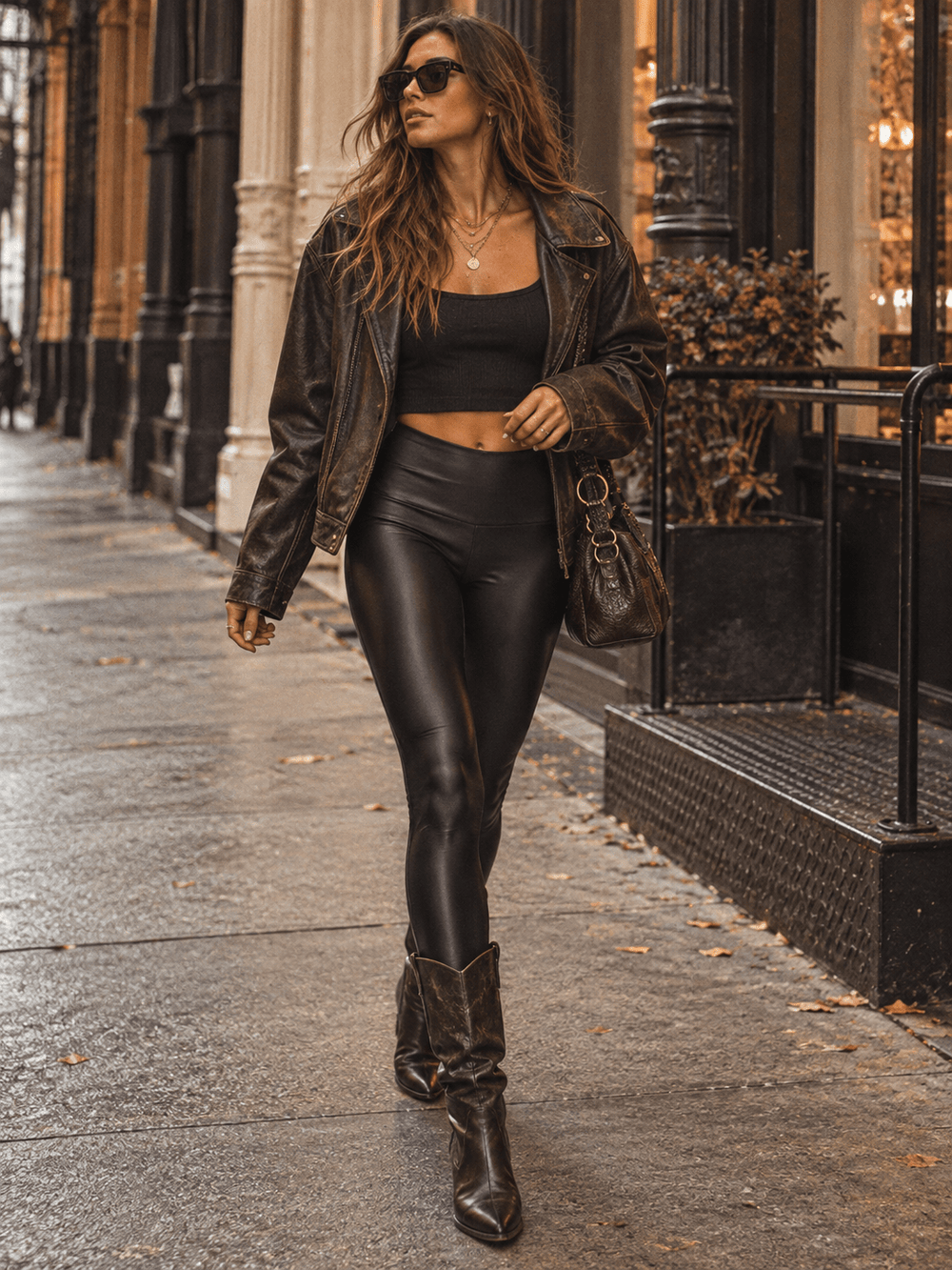 WOMEN'S ELASTIC WAIST SKINNY LEG LEGGINGS