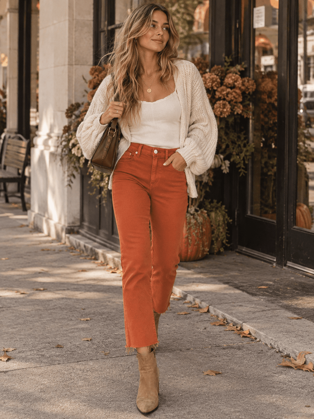 WOMEN'S BUTTON CLOSURE POCKETS RAW EDGE SKINNY LEG DENIM PANTS