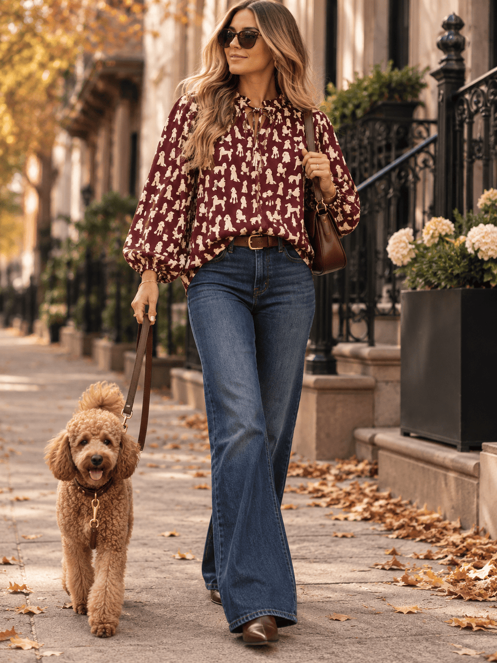 ENTRO WOMEN'S 3/4 SLEEVE V-NECK MULTI PRINT BLOUSE