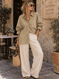 WOMEN'S LONG SLEEVE BUTTON UP OVERSIZED SHIRT