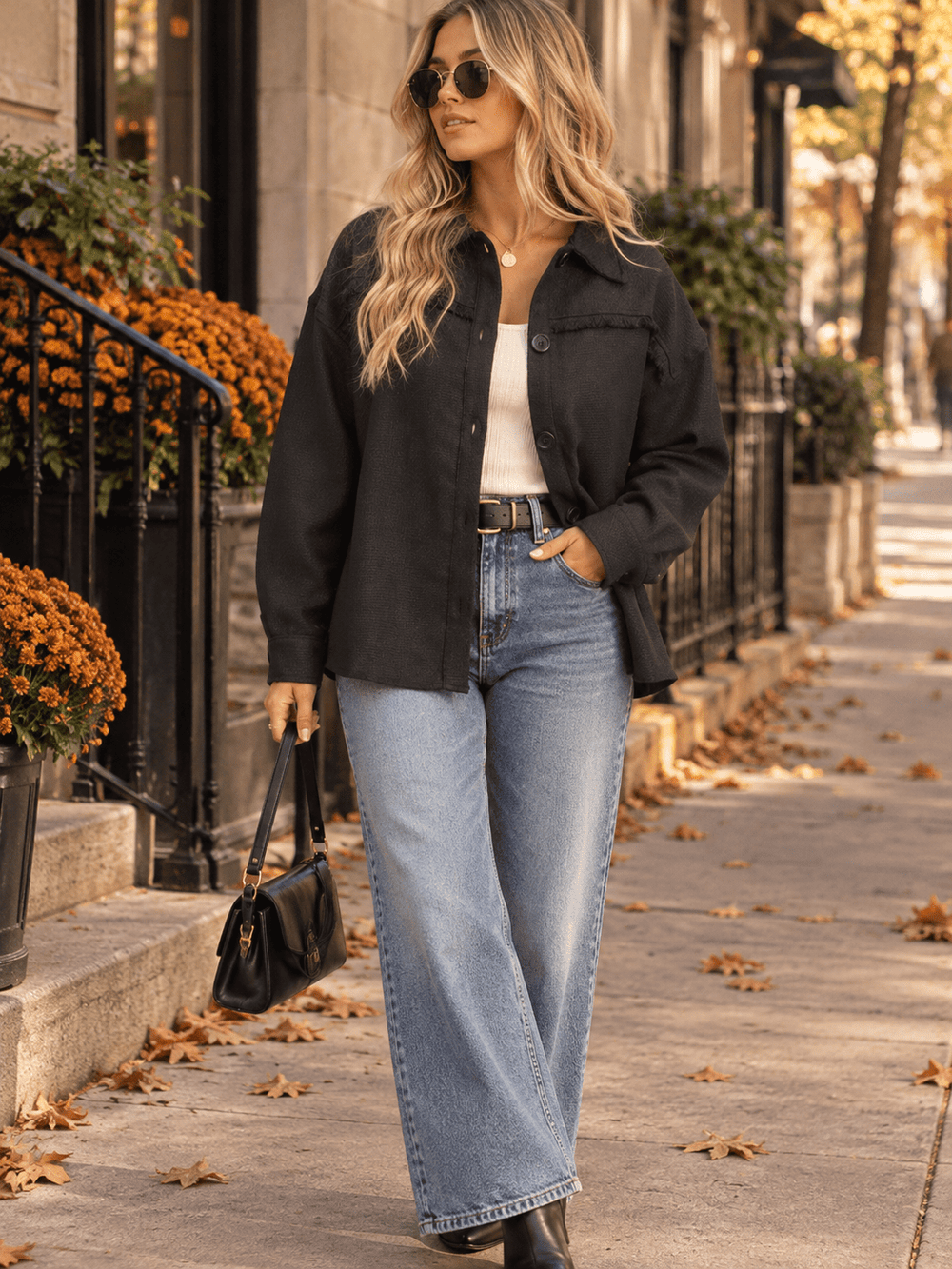 WOMEN'S LONG SLEEVE BUTTON UP SHIRT