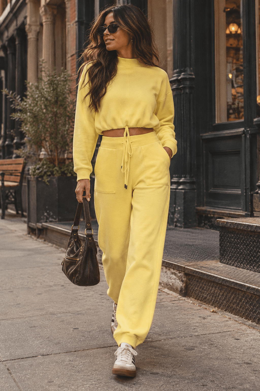 WOMEN'S LONG SLEEVE TOP & ELASTIC WAIST PANTS RIBBED 2PC. SET