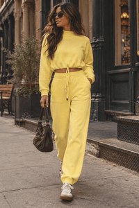 WOMEN'S LONG SLEEVE TOP & ELASTIC WAIST PANTS RIBBED 2PC. SET