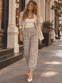 WOMEN'S ELASTIC WAIST FRONT POCKETS JOGGER PANTS