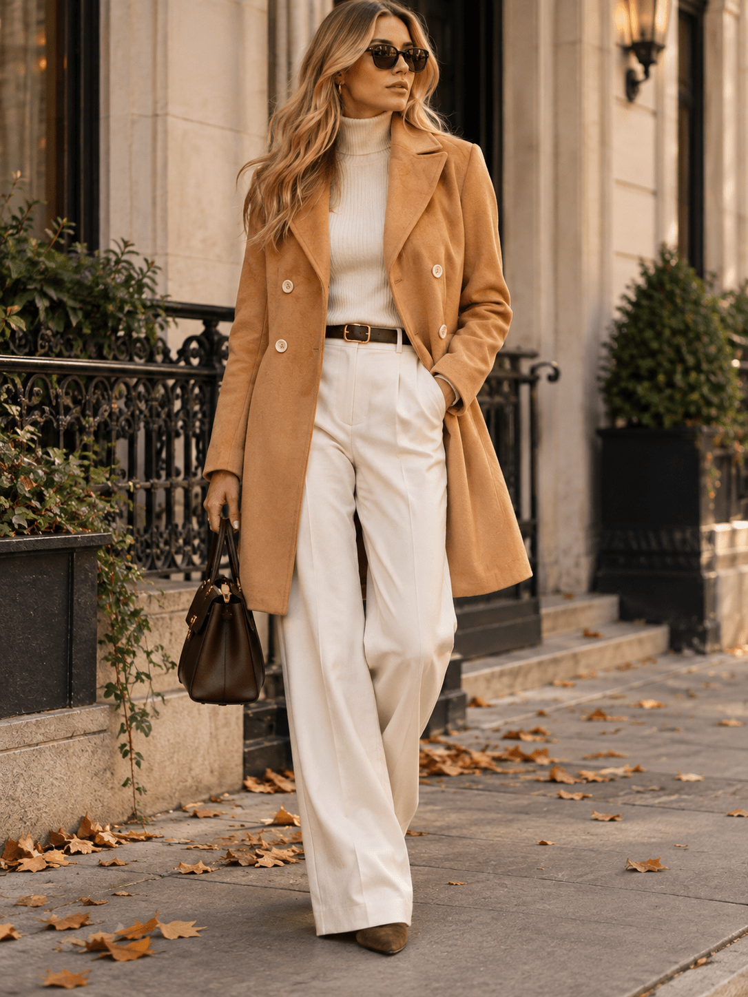 WOMEN'S LONG SLEEVE BUTTON CLOSURE FRONT POCKETS COAT