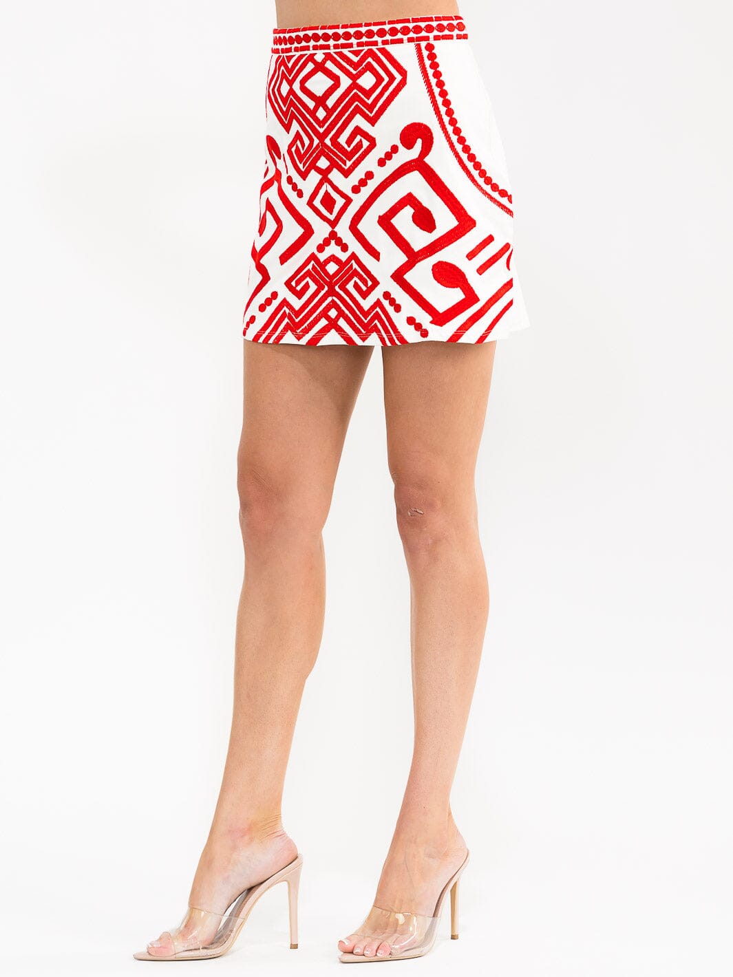 WOMEN'S ZIPPER CLOSURE EMBROIDERY MINI SKIRT