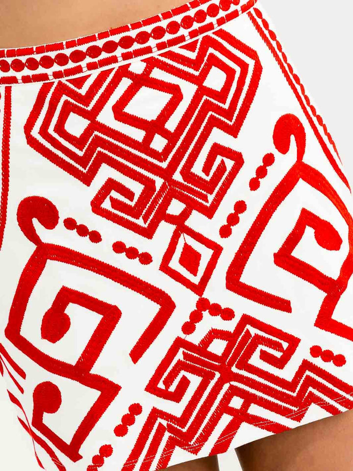 WOMEN'S ZIPPER CLOSURE EMBROIDERY MINI SKIRT