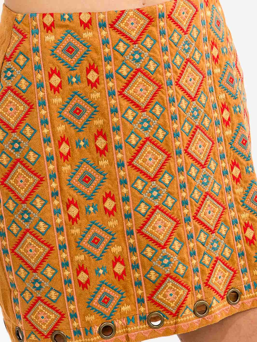 WOMEN'S ZIPPER CLOSURE EMBROIDERY MINI SKIRT