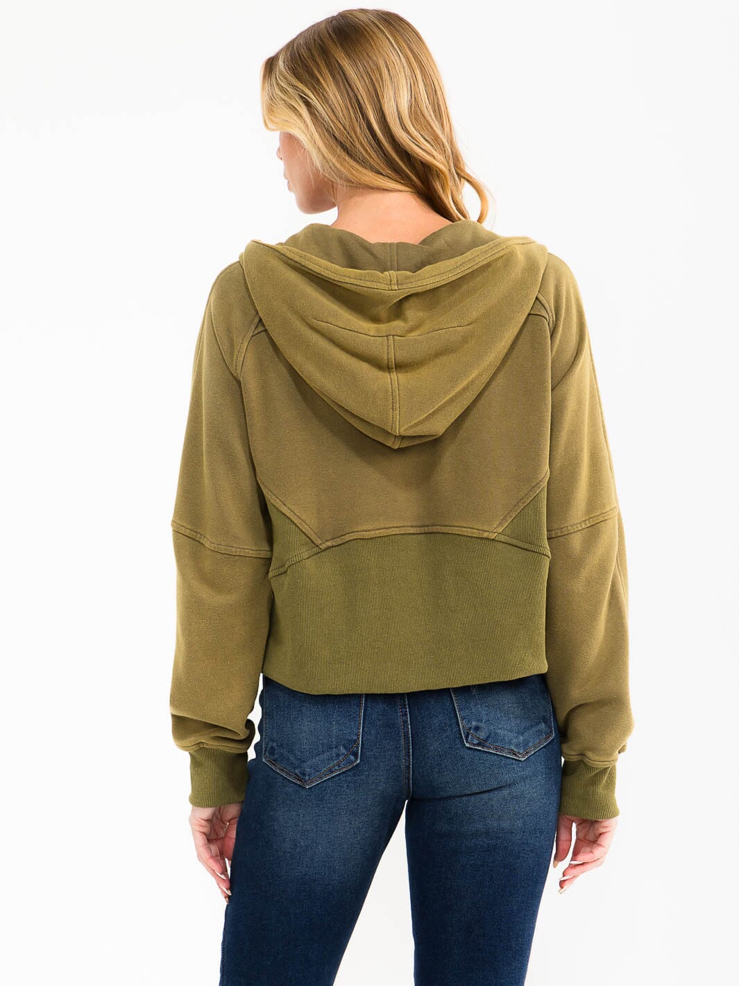 WOMEN'S LONG SLEEVE ZIPPER CLOSURE FRONT POCKETS HOODED SWEATER