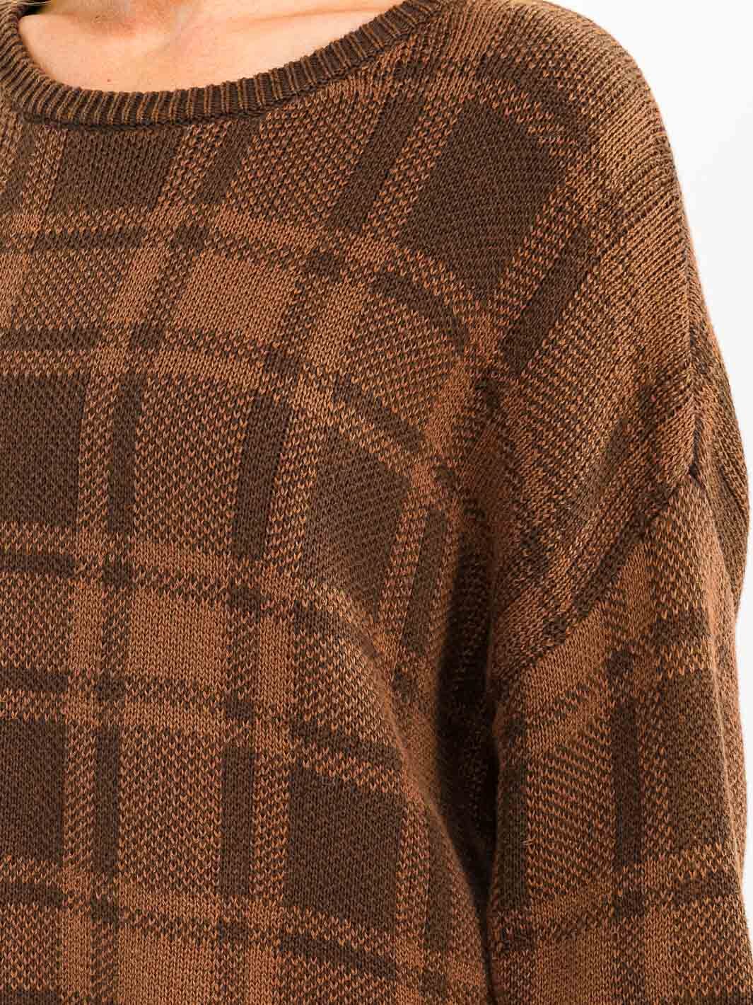 WOMEN'S LONG SLEEVE PLAID PULLOVER SWEATER