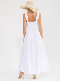 WOMEN'S SLEEVELESS SQUARE NECK TIERED MAXI DRESS