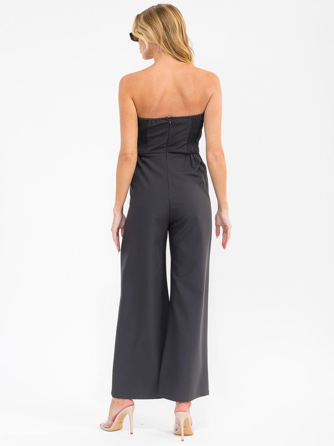 WOMEN'S SLEEVELESS FRONT POCKETS WIDE LEG JUMPSUIT
