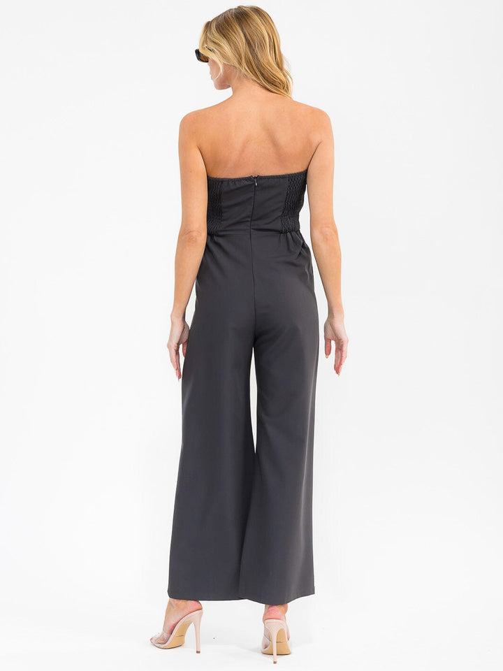 WOMEN'S SLEEVELESS FRONT POCKETS WIDE LEG JUMPSUIT