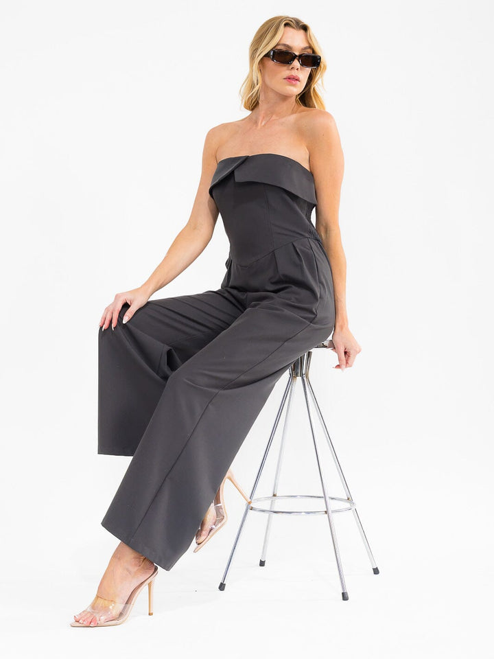 WOMEN'S SLEEVELESS FRONT POCKETS WIDE LEG JUMPSUIT