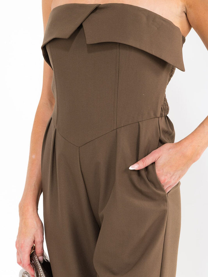 WOMEN'S SLEEVELESS FRONT POCKETS WIDE LEG JUMPSUIT