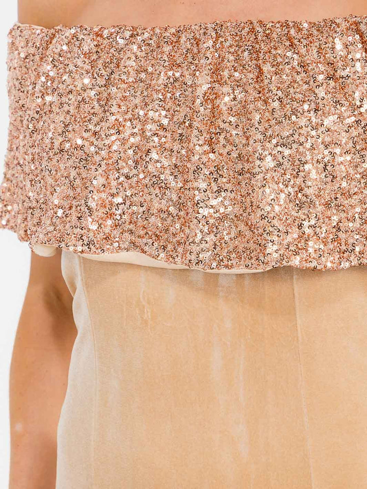 WOMEN'S OFF SHOULDER BODYCON SEQUINS VELVET MINI DRESS