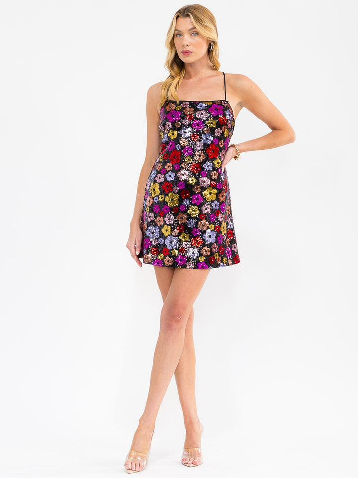 WOMEN'S SLEEVELESS OPEN BACK BODYCON SEQUINS MINI DRESS