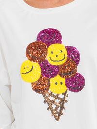 WOMEN'S SHORT SLEEVE SEQUINS GRAPHIC OVERSIZED TOP