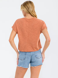 WOMEN'S SHORT SLEEVE FRONT POCKET BASIC TOP