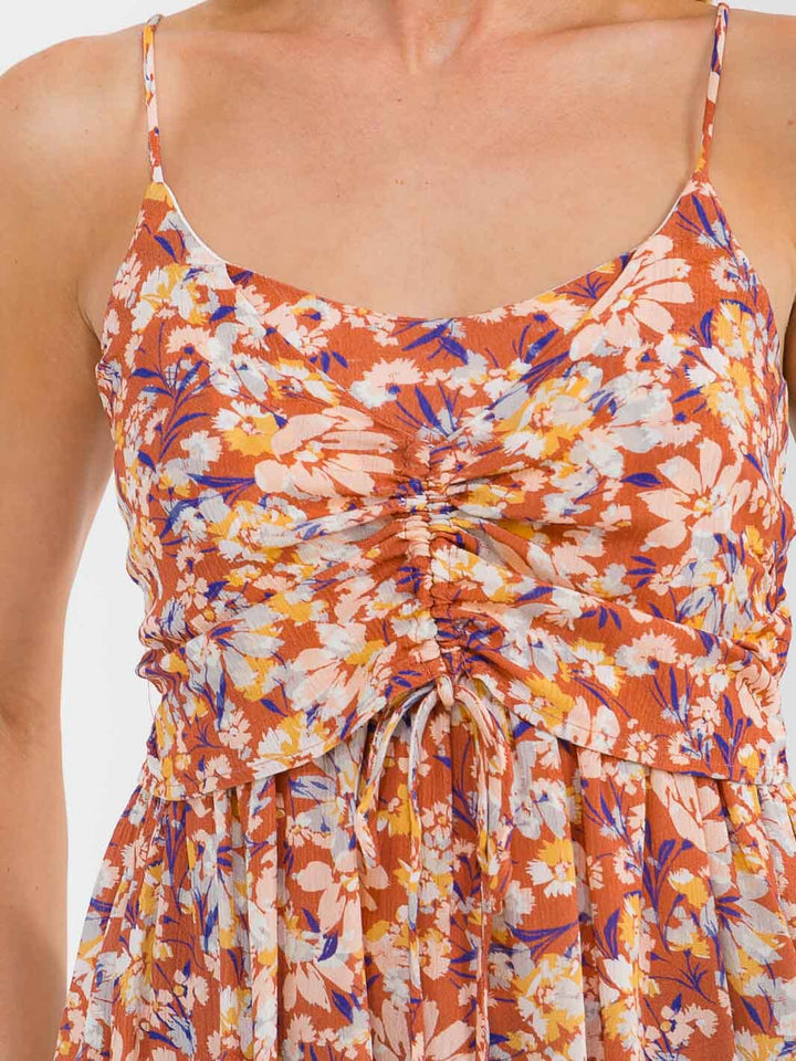 WOMEN'S SLEEVELESS FLORAL PRINT PEPLUM TANK TOP