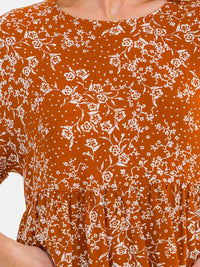 WOMEN'S SHORT SLEEVE FLORAL PRINT PEPLUM BLOUSE