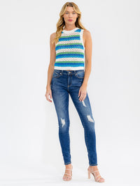 WOMEN'S SLEEVELESS COLORBLOCK KNIT TANK TOP