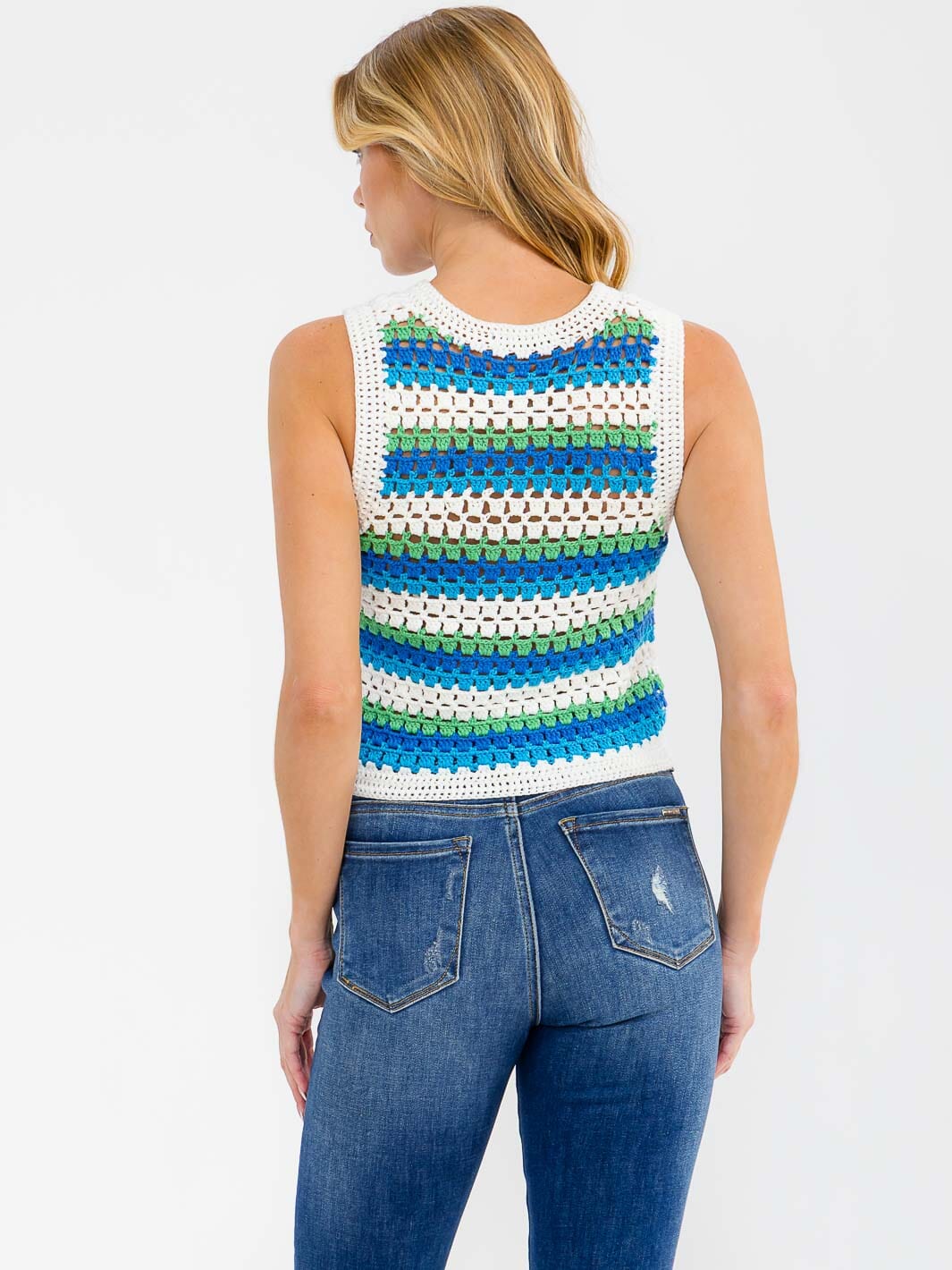 WOMEN'S SLEEVELESS COLORBLOCK KNIT TANK TOP