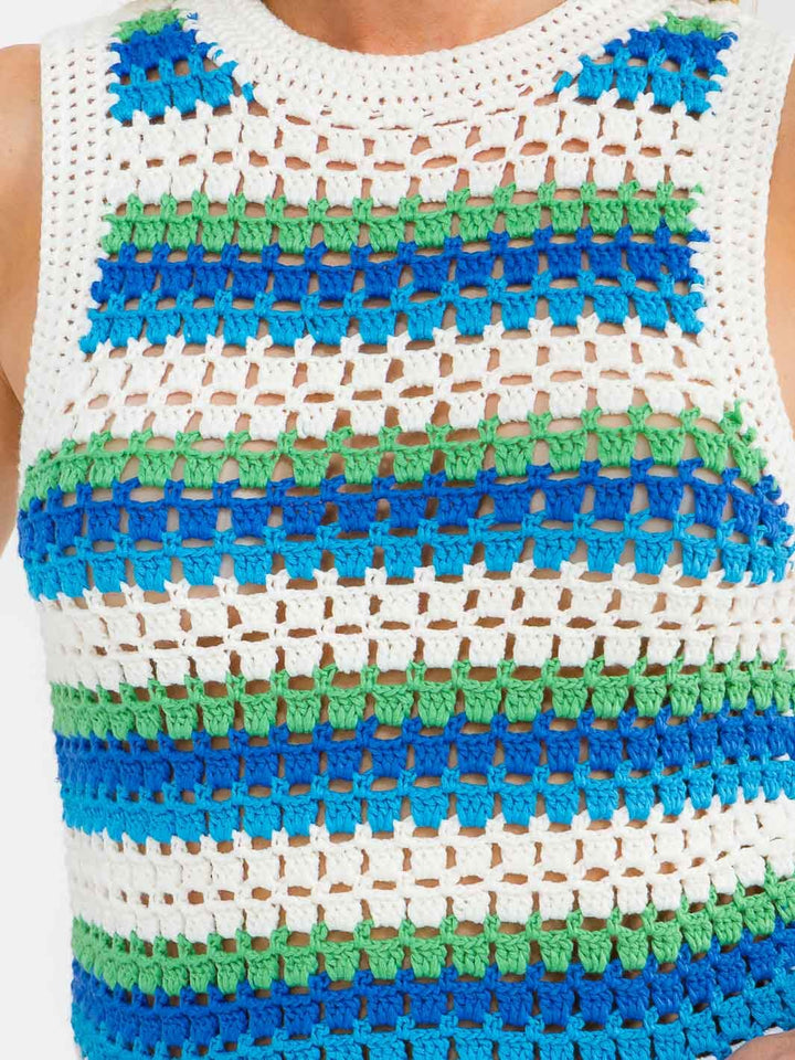 WOMEN'S SLEEVELESS COLORBLOCK KNIT TANK TOP