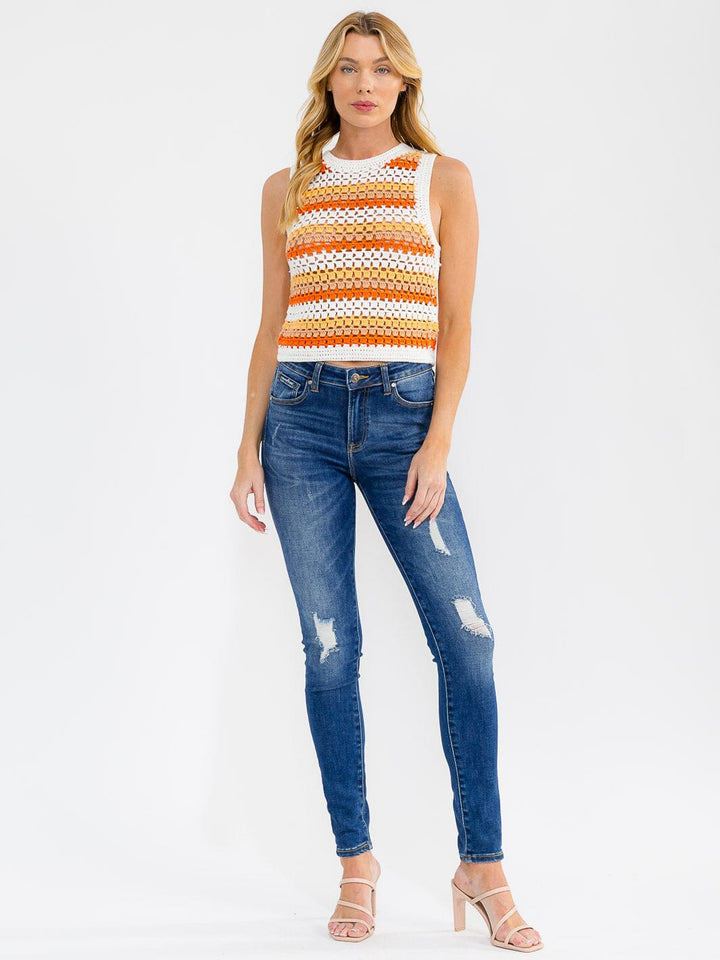 WOMEN'S SLEEVELESS COLORBLOCK KNIT TANK TOP