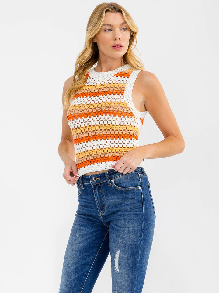 WOMEN'S SLEEVELESS COLORBLOCK KNIT TANK TOP