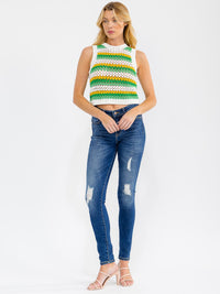 WOMEN'S SLEEVELESS COLORBLOCK KNIT TANK TOP