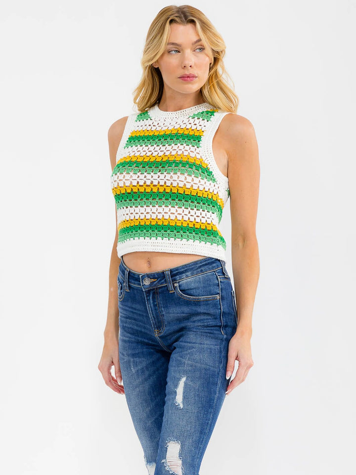 WOMEN'S SLEEVELESS COLORBLOCK KNIT TANK TOP