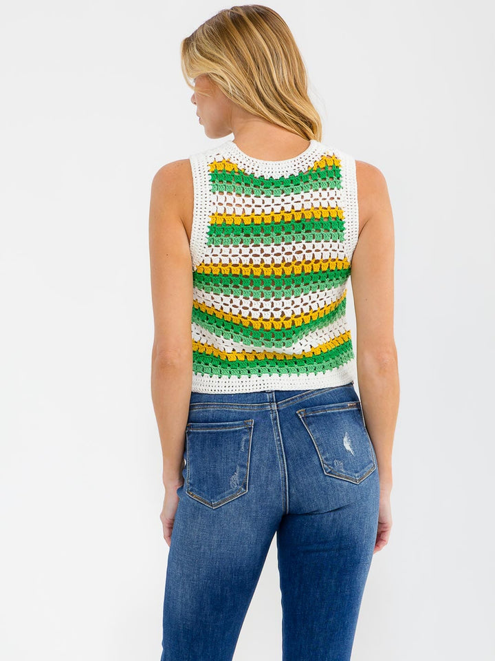 WOMEN'S SLEEVELESS COLORBLOCK KNIT TANK TOP