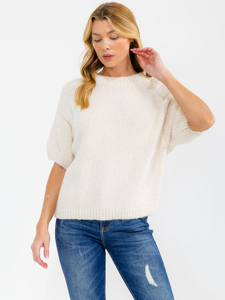 WOMEN'S SHORT SLEEVE SOLID KNIT TOP